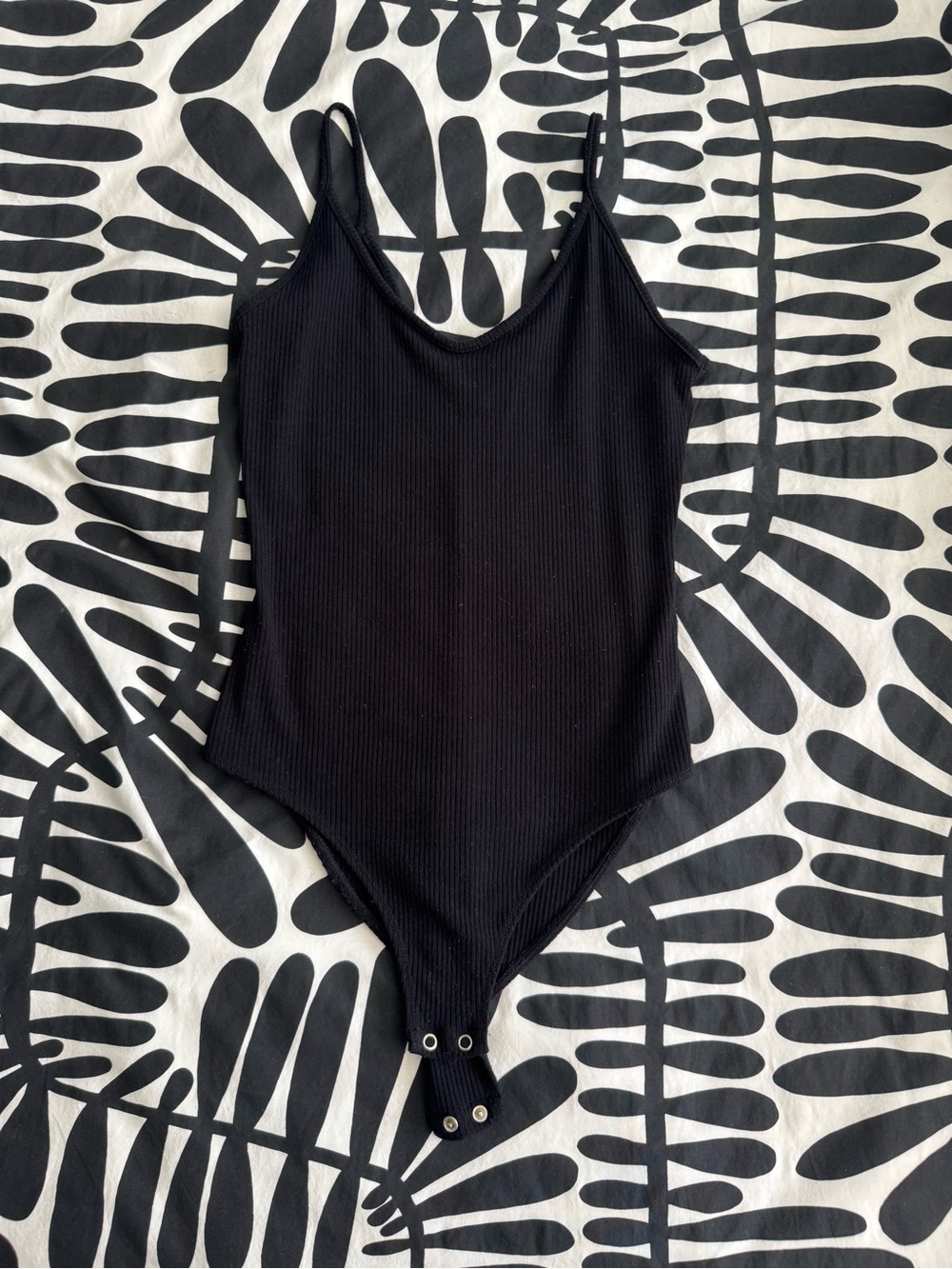 American Eagle Ribbed Tank Bodysuit Black